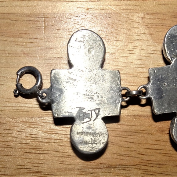 Sweden Pewter Blue Glass Mid Century by Bengt Blomqvist Bracelet - Picture 6 of 6